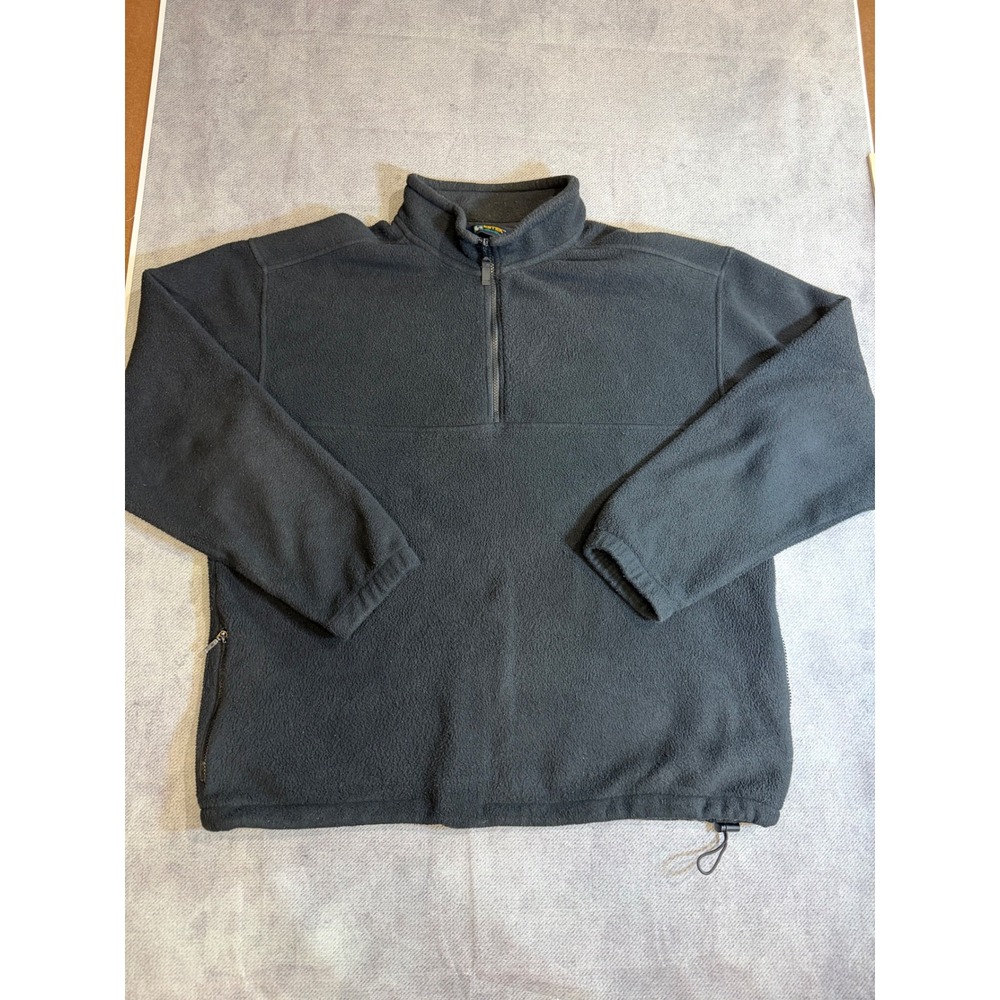 EBTEK Eddie Bauer Mens Large Tall Vintage Fleece Quarter Zip Pullover Black